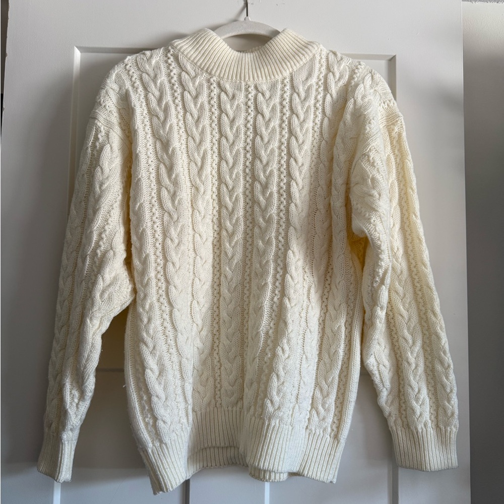 Vintage Cream Cable Knit Boyfriend Sweater